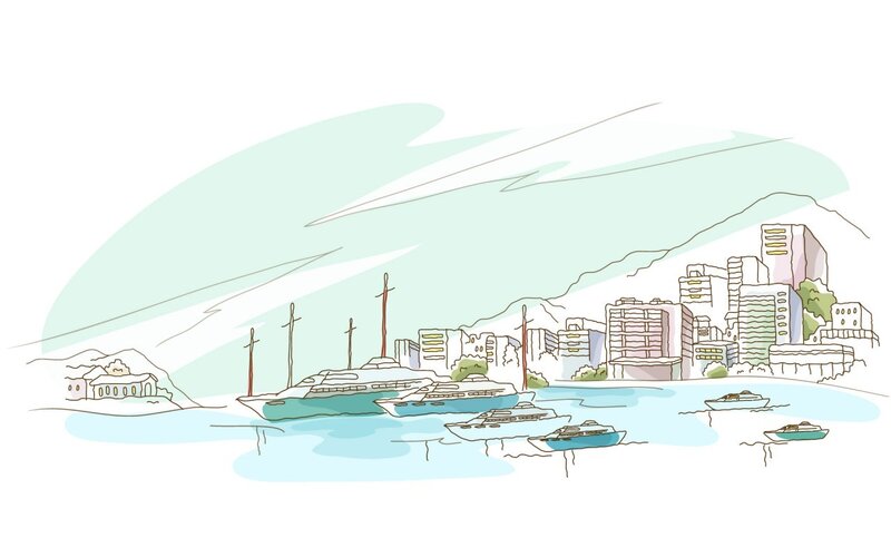 city by the sea illustration