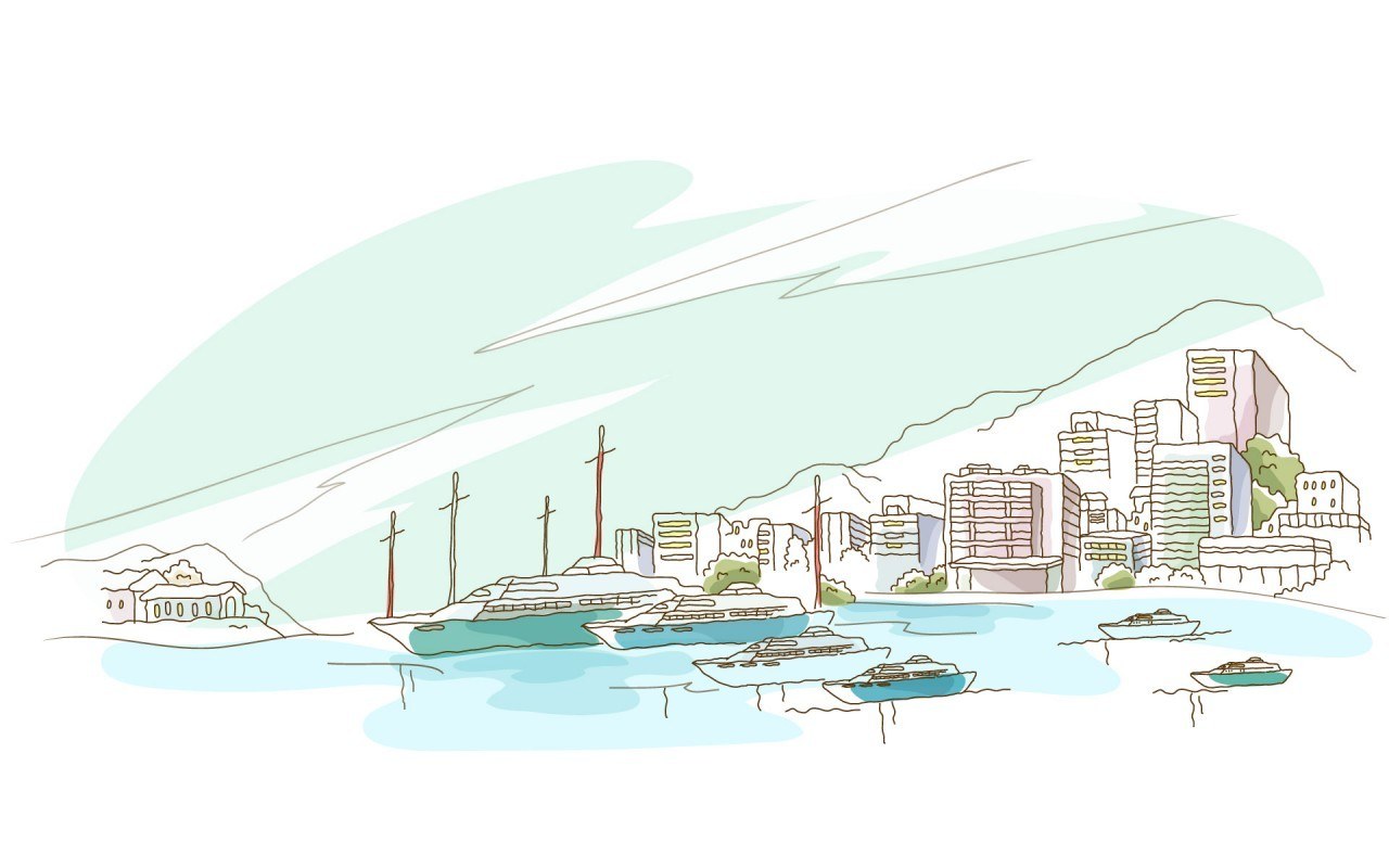 city by the sea illustration
