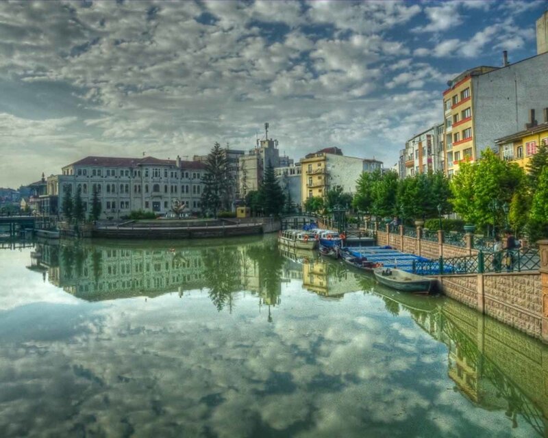 City canal with boat dock