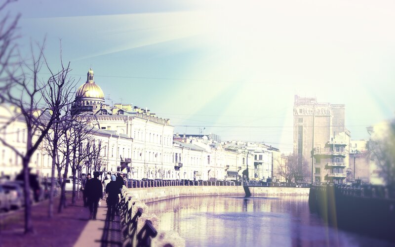 City canal with golden dome