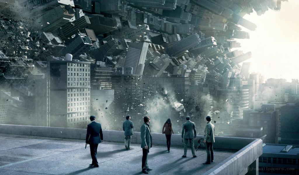 city collapsing in surreal scene