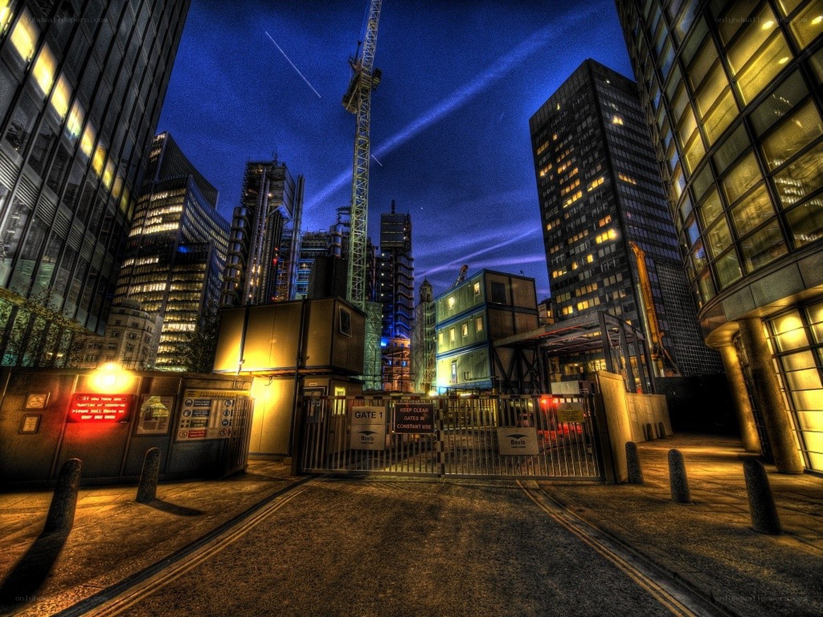 City construction at night