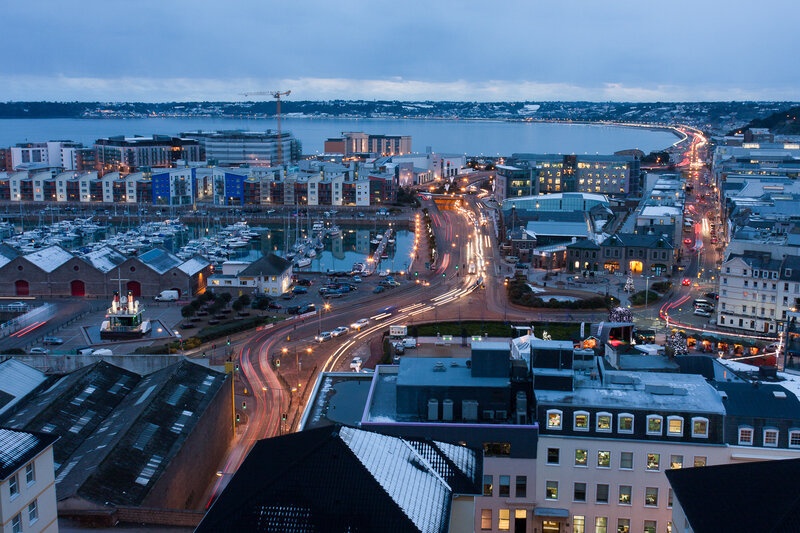 City Harbor at Dusk — Blue