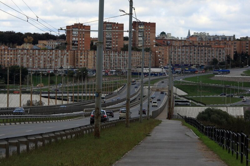 City highway and apartment buildings