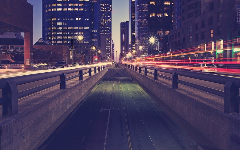City highway at dusk