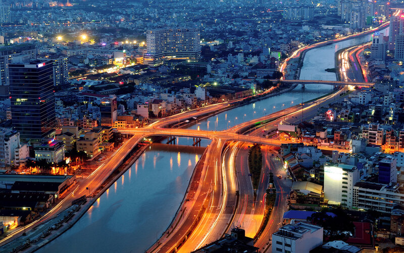 City Highway at Night — Blue
