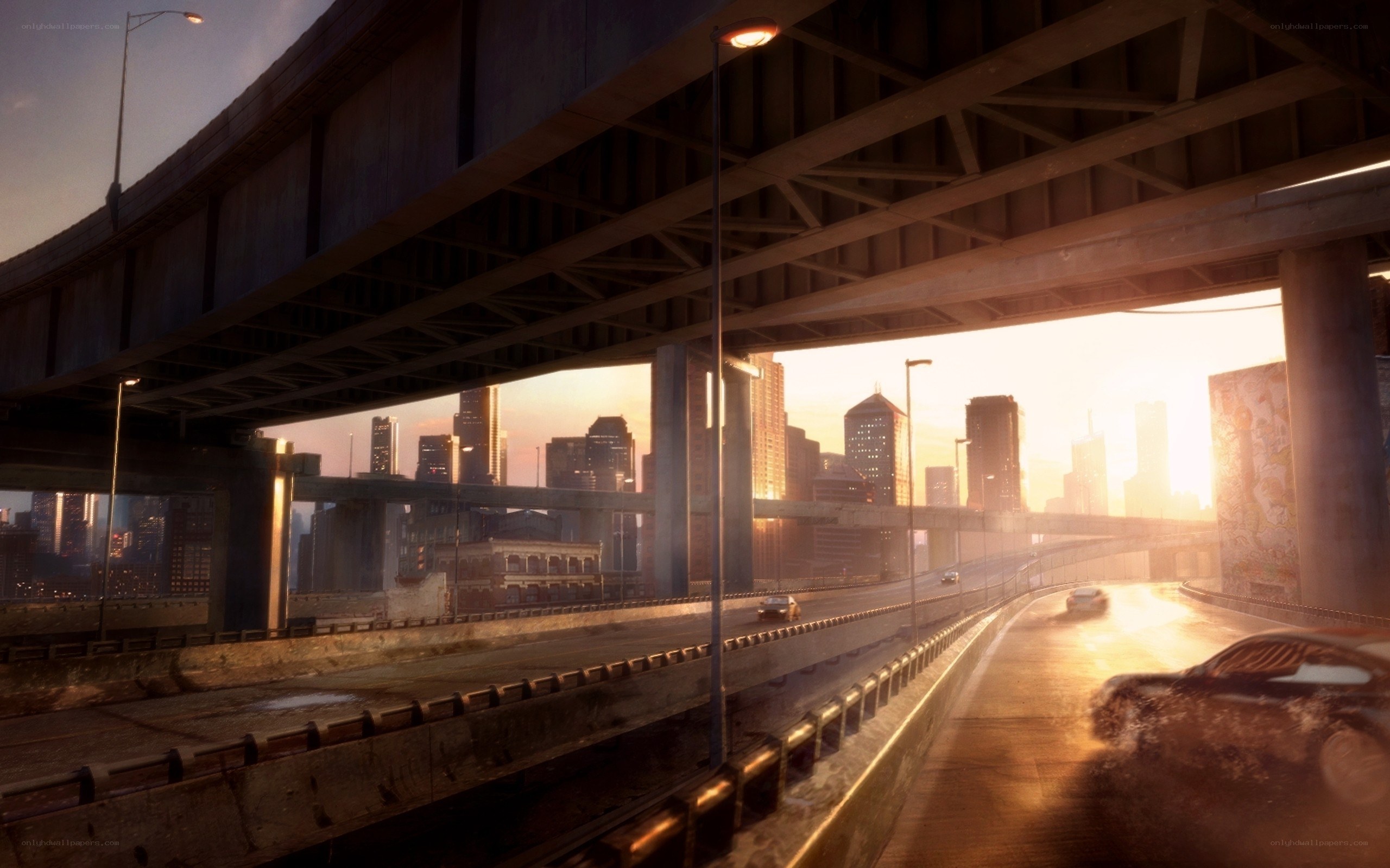 City highway at sunset