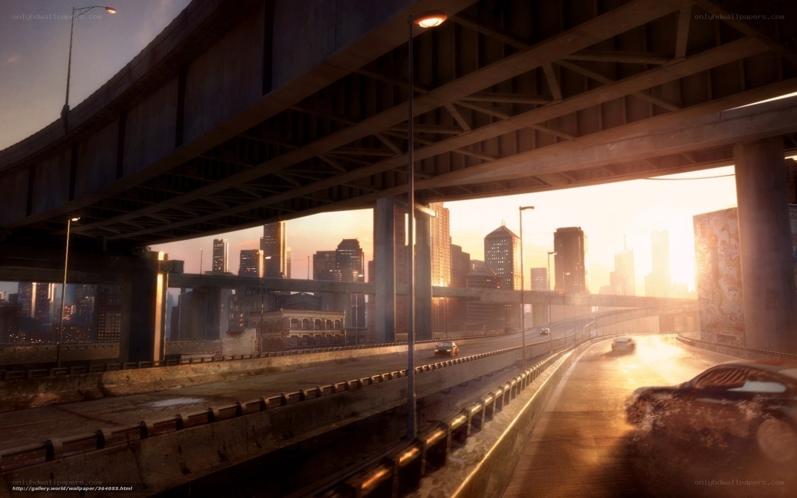 City highway at sunset