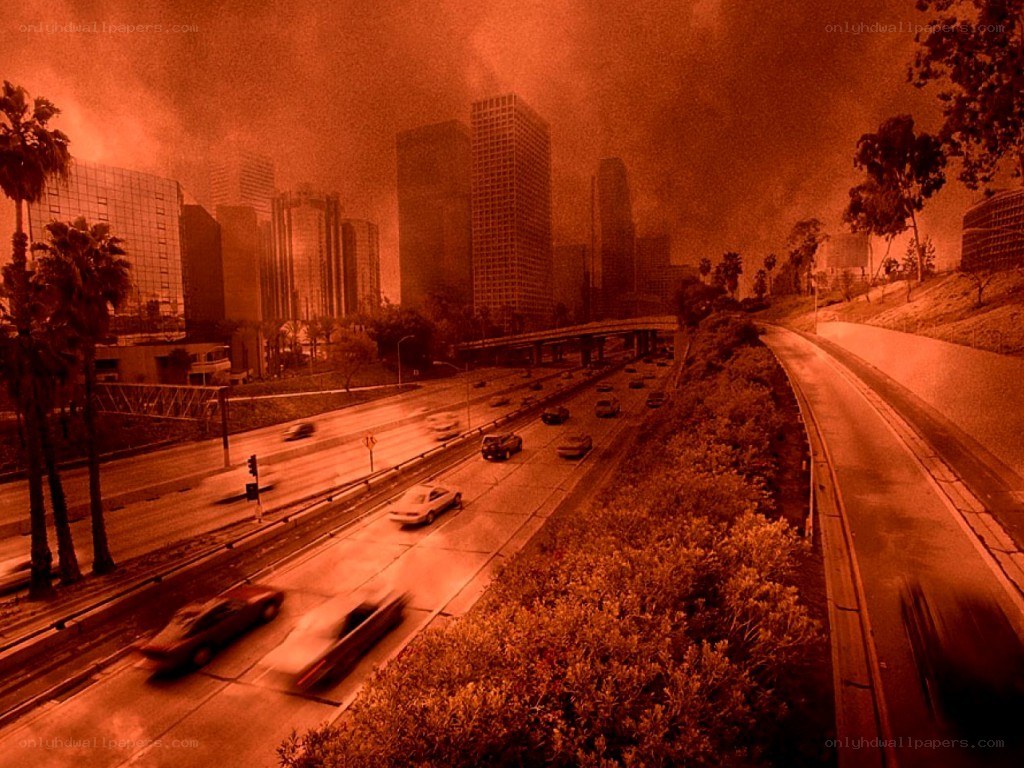 city highway during red storm