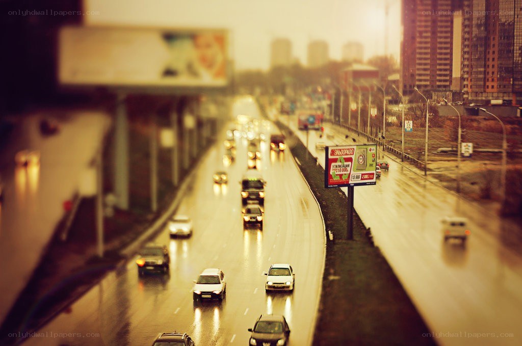 City highway in tilt-shift