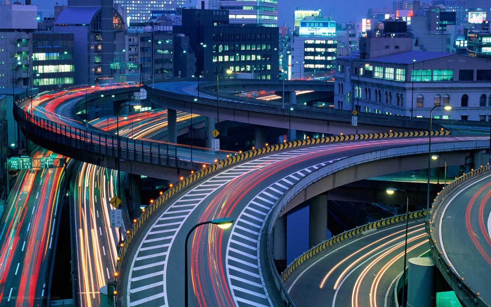 City highway interchange at night