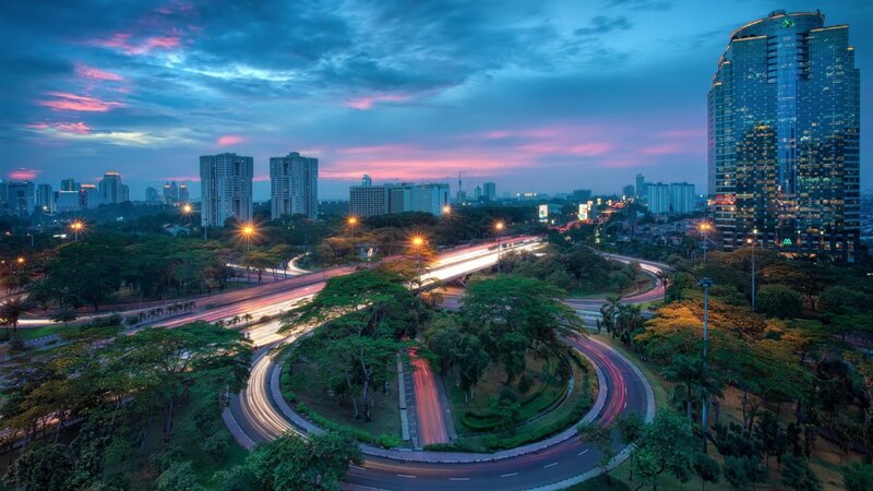 City Highway Interchange — Blue, Dramatic, Sunset