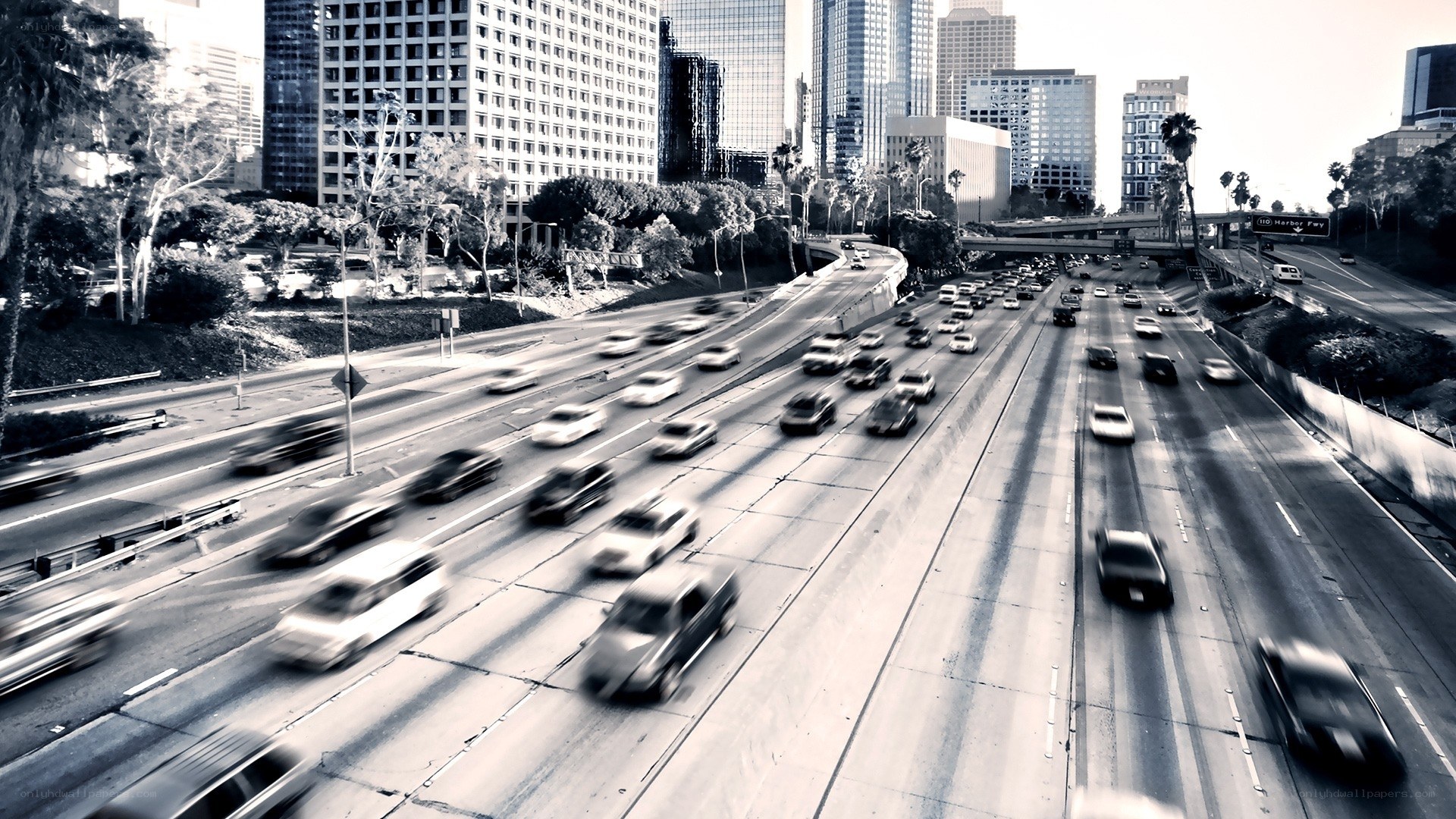 City highway traffic scene