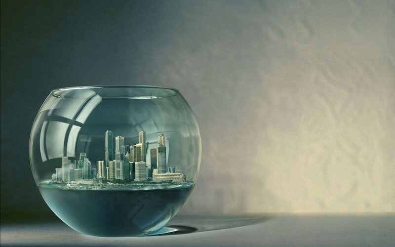 City in a glass bowl