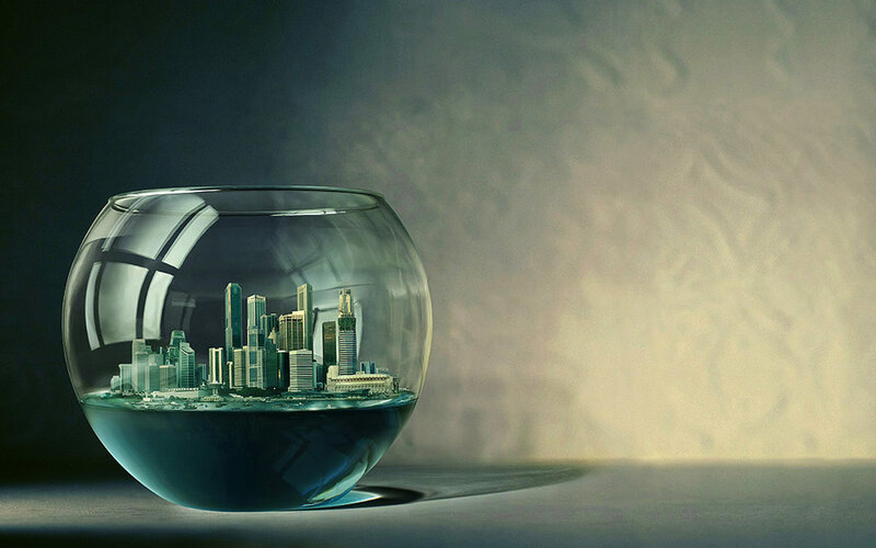 City in a glass bowl
