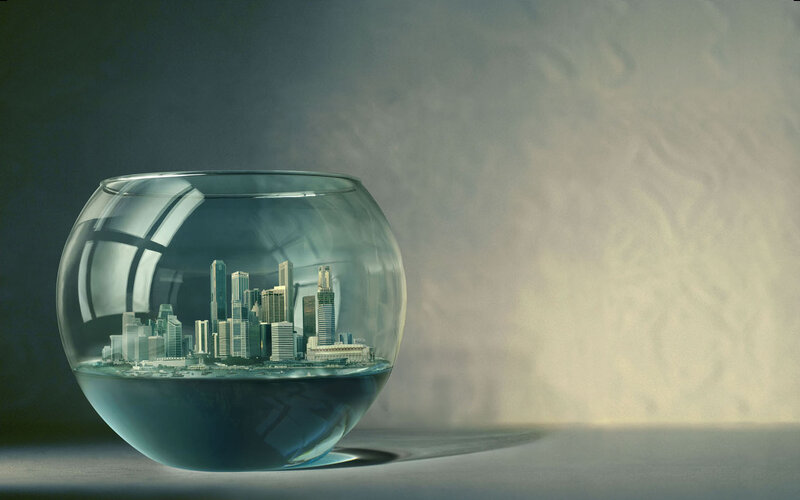 City in a glass bowl