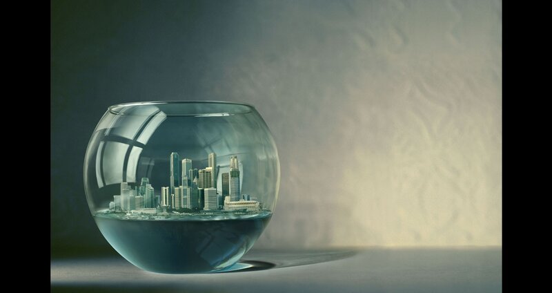 city in a glass bowl
