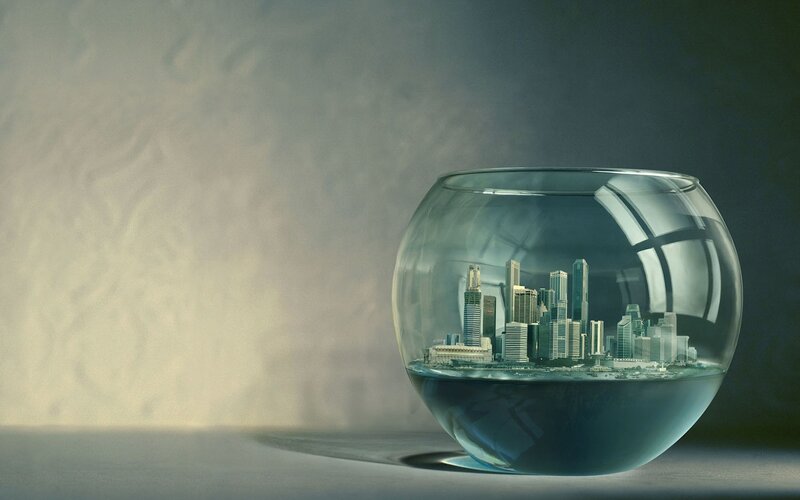 City in a glass bowl