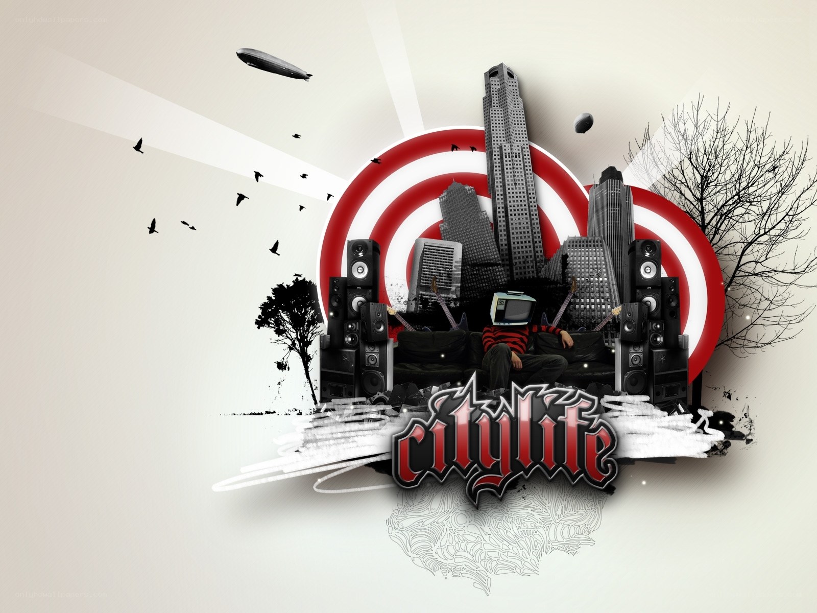 city life collage art