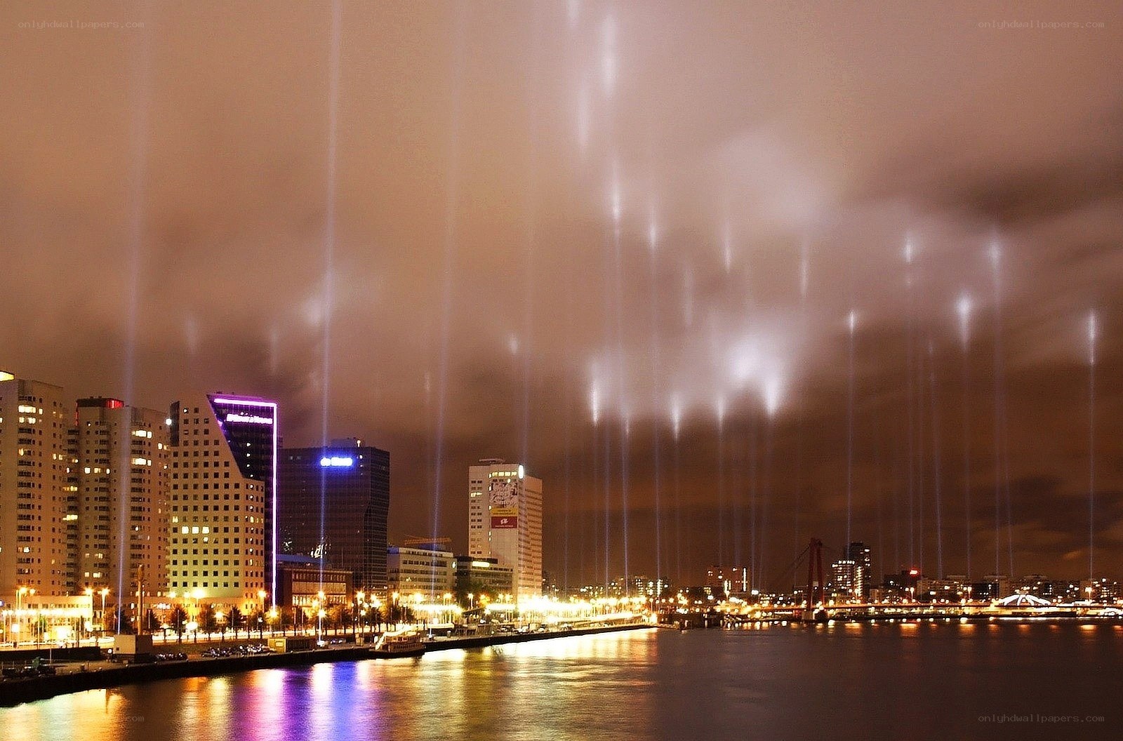 City lights and laser beams