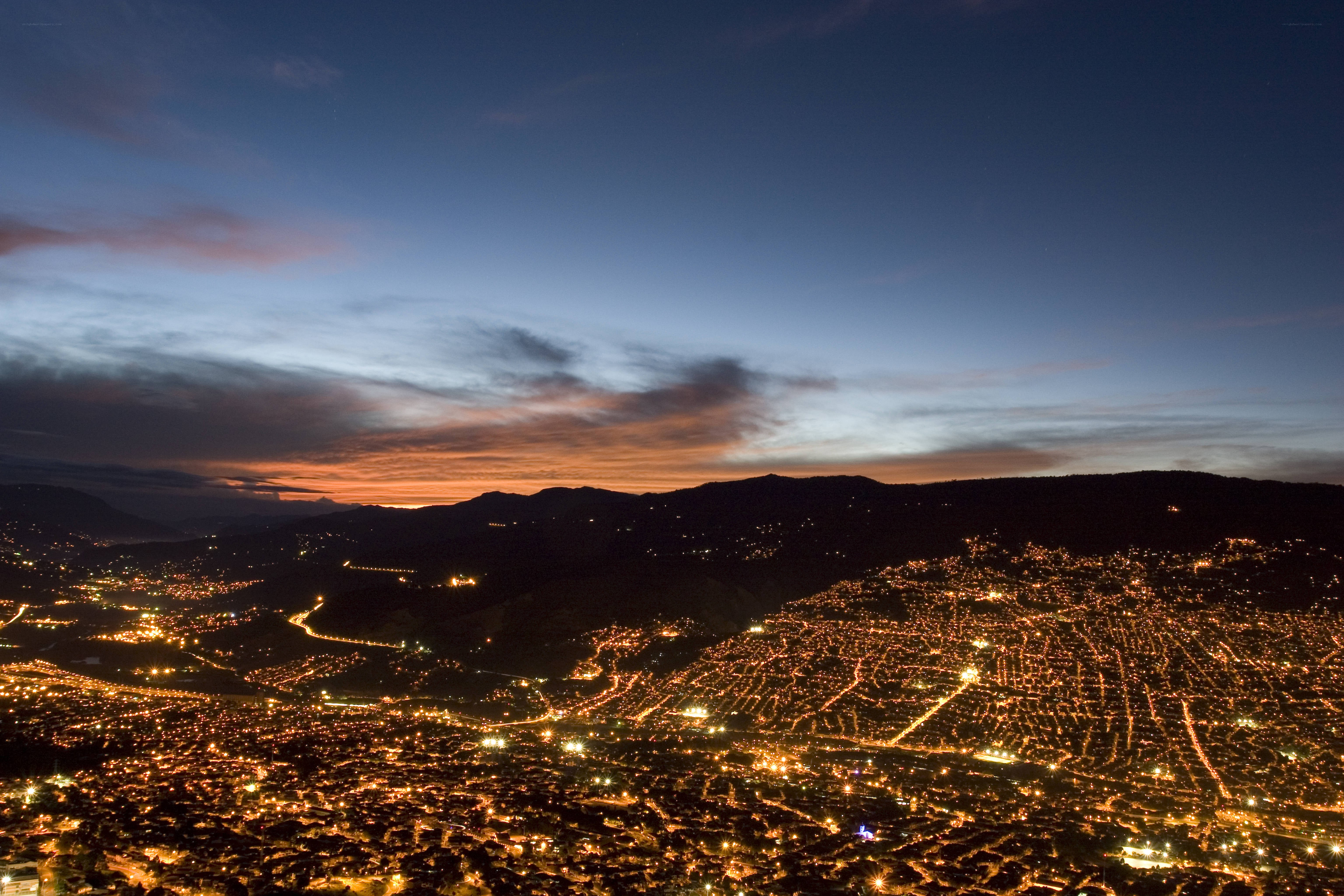 City lights at dusk