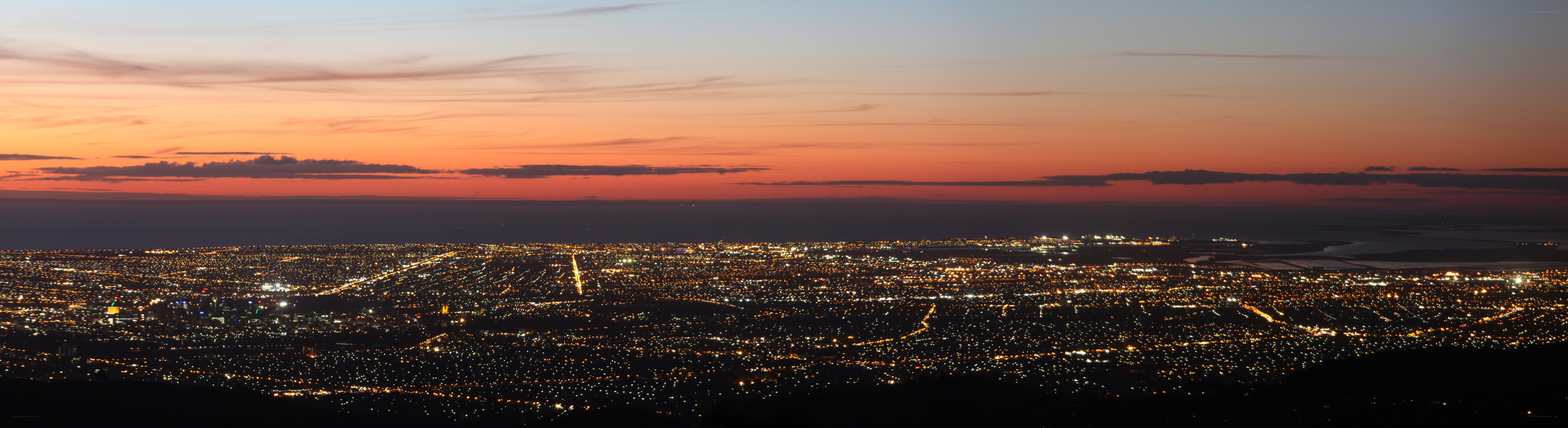 city lights at dusk