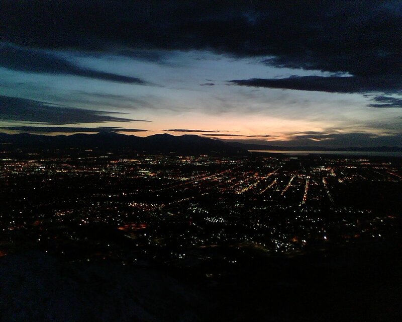 city lights at dusk
