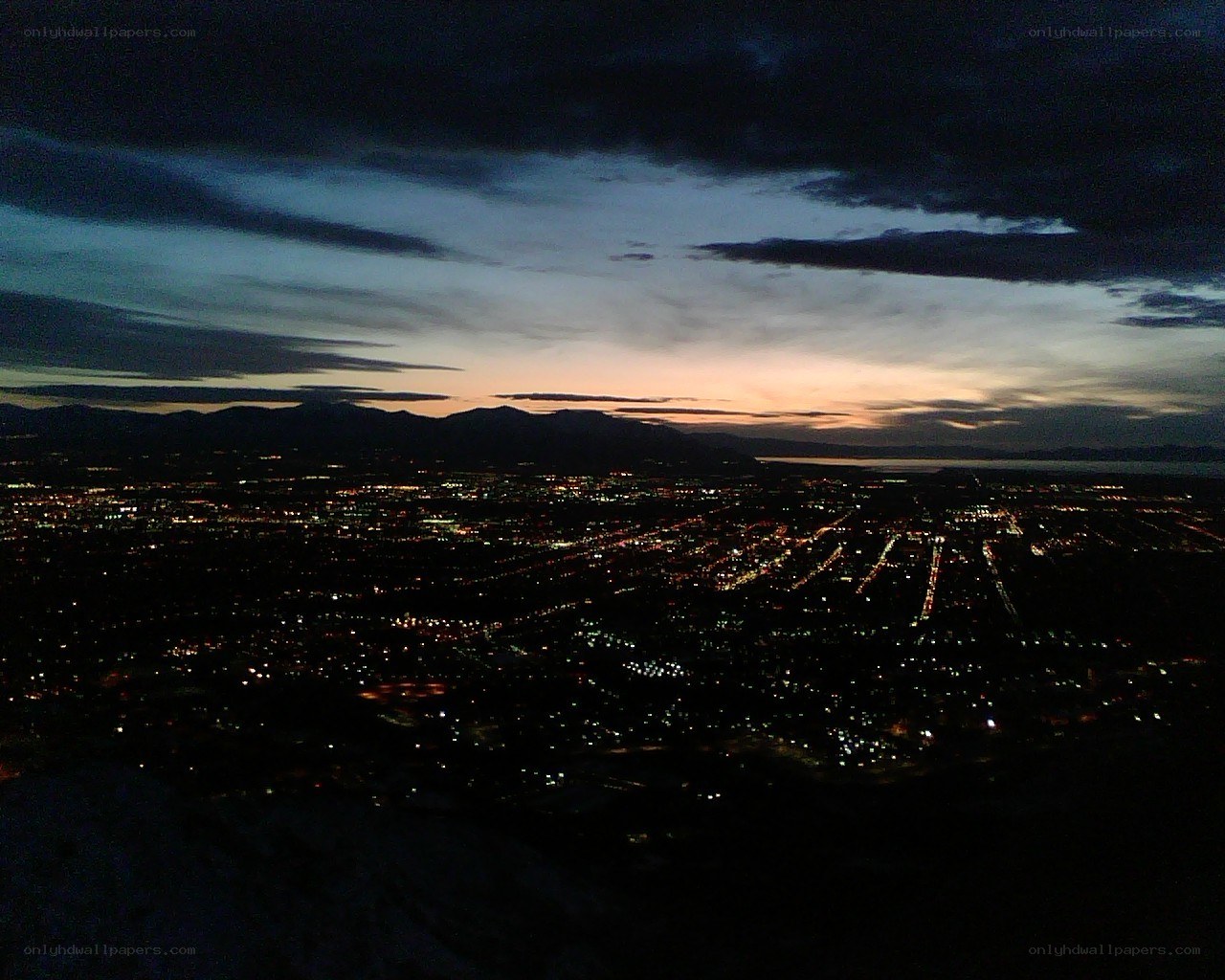 city lights at dusk