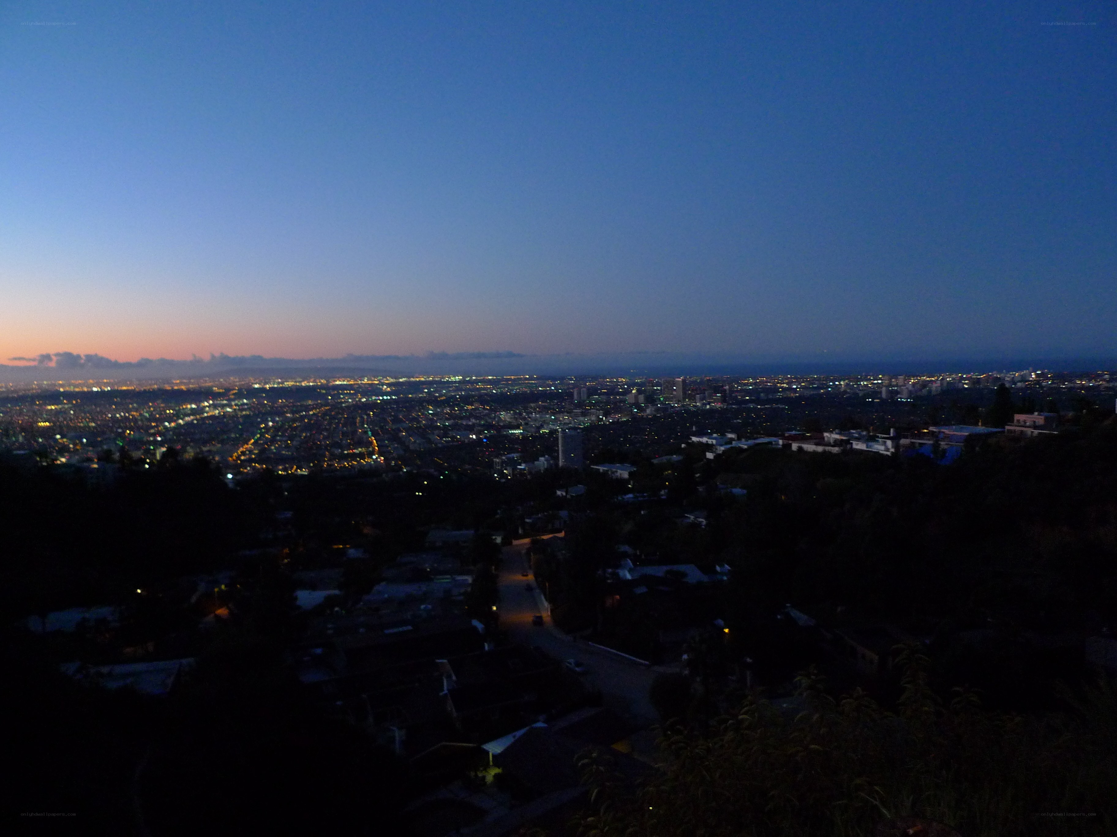 city lights at dusk