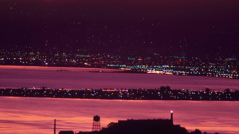 city lights at dusk