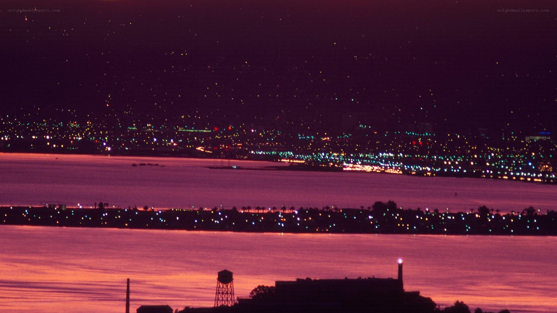 city lights at dusk