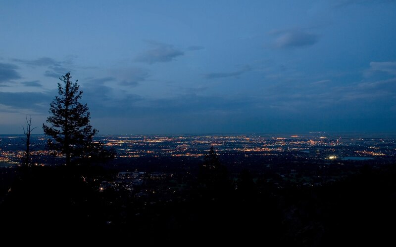 city lights at dusk