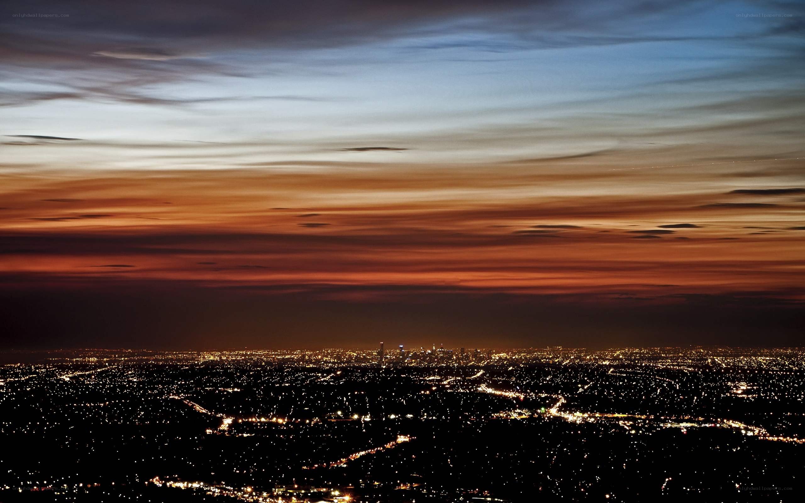 city lights at dusk