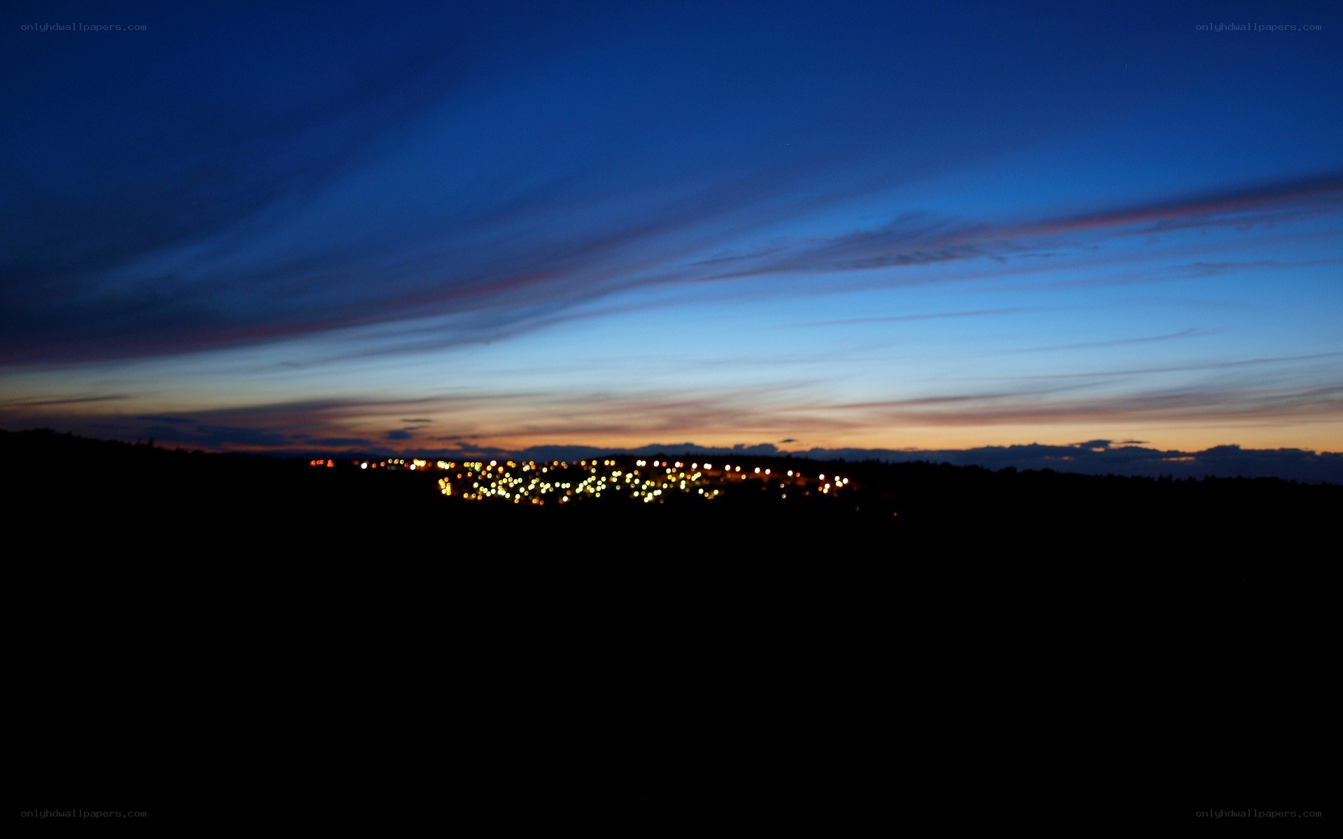city lights at dusk