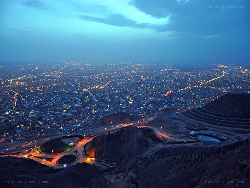 city lights at dusk