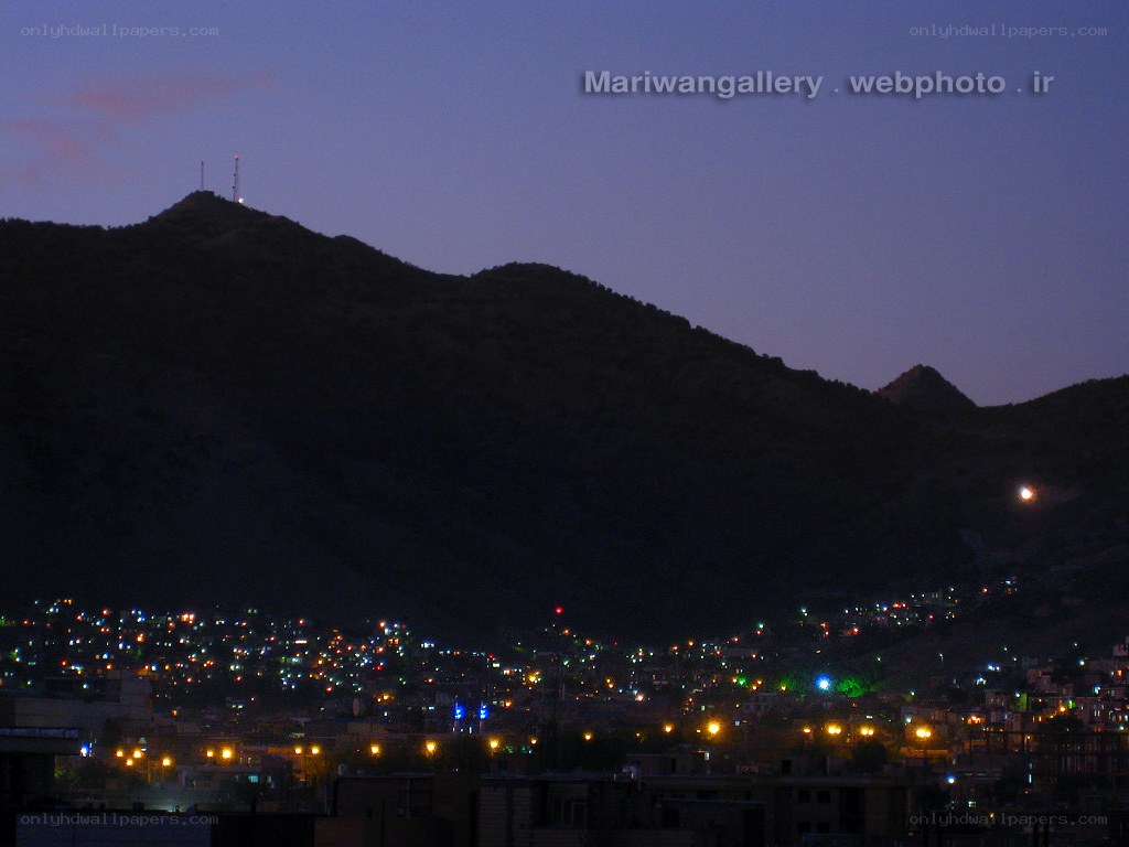 city lights at dusk