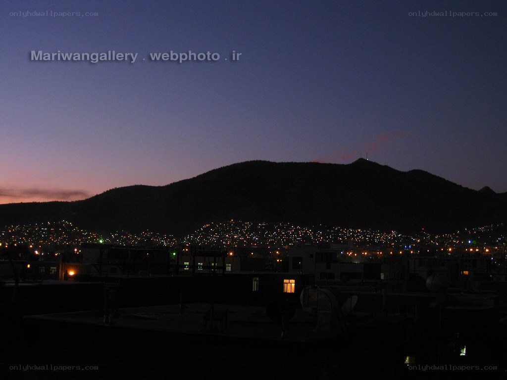 city lights at dusk