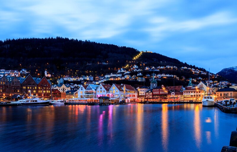 City Lights at Dusk — Blue, Serene, Night