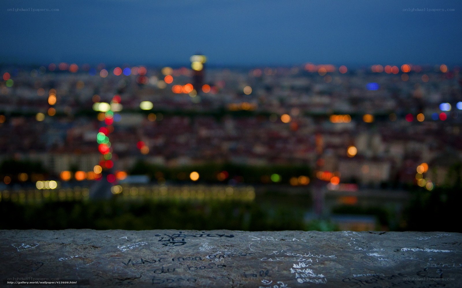 City lights at dusk from a high vantage