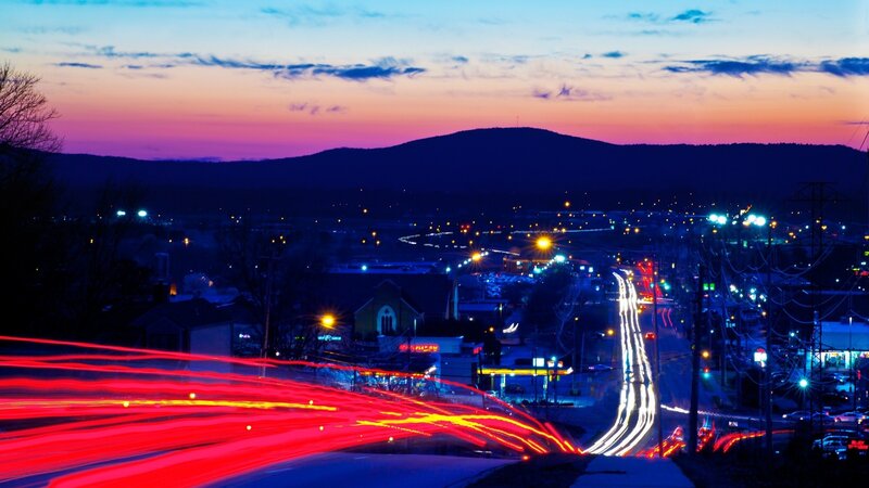 City Lights at Dusk — Purple, Dramatic