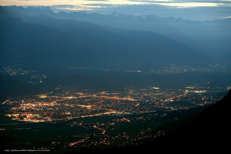 city lights at dusk