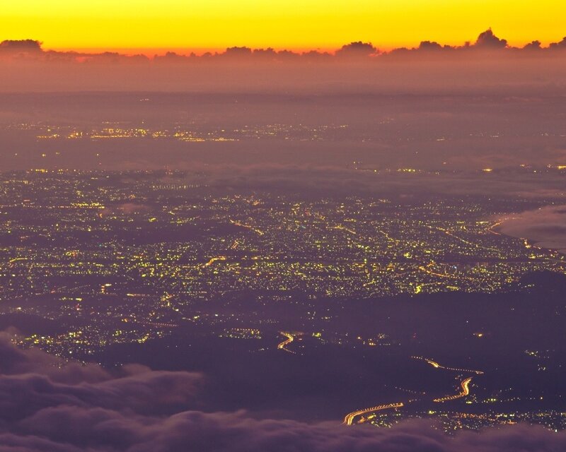 City Lights at Dusk — Yellow, Dramatic, Sunset