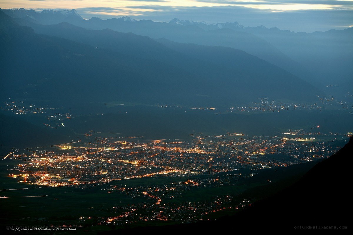 city lights at dusk