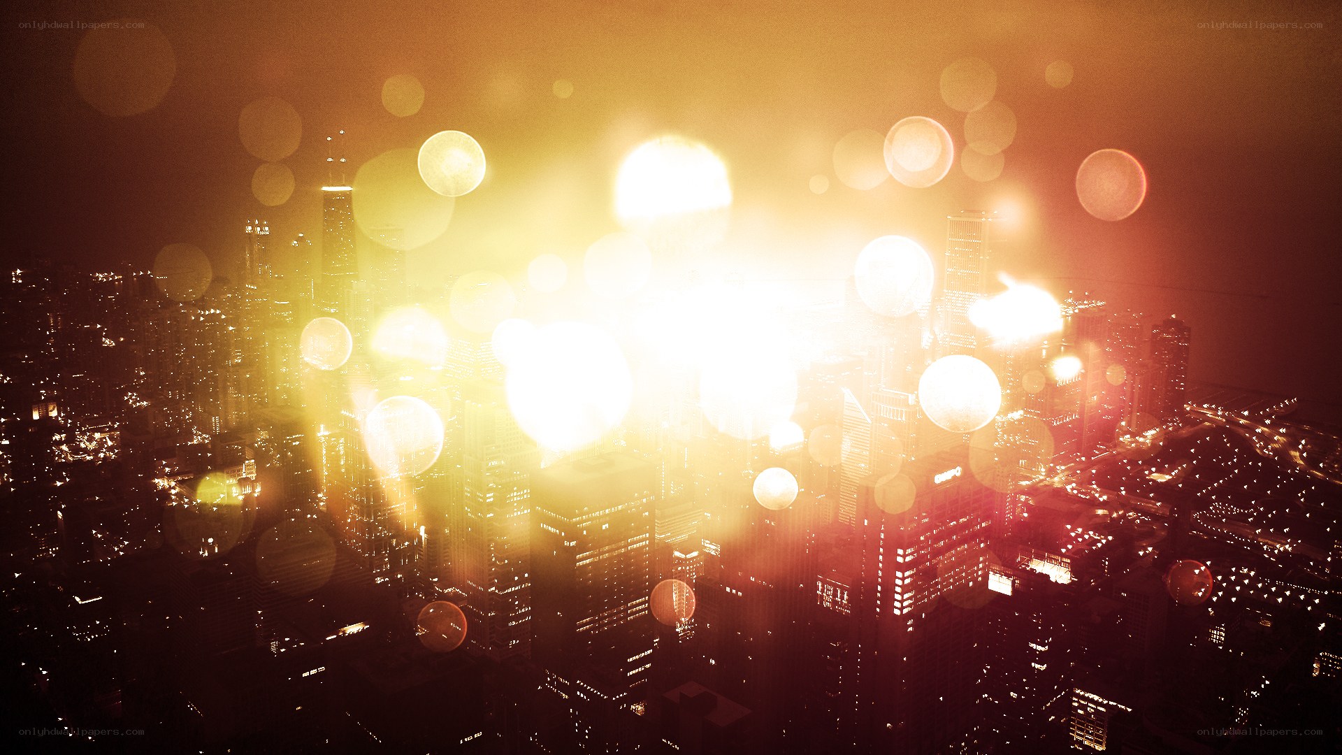 City lights at golden hour