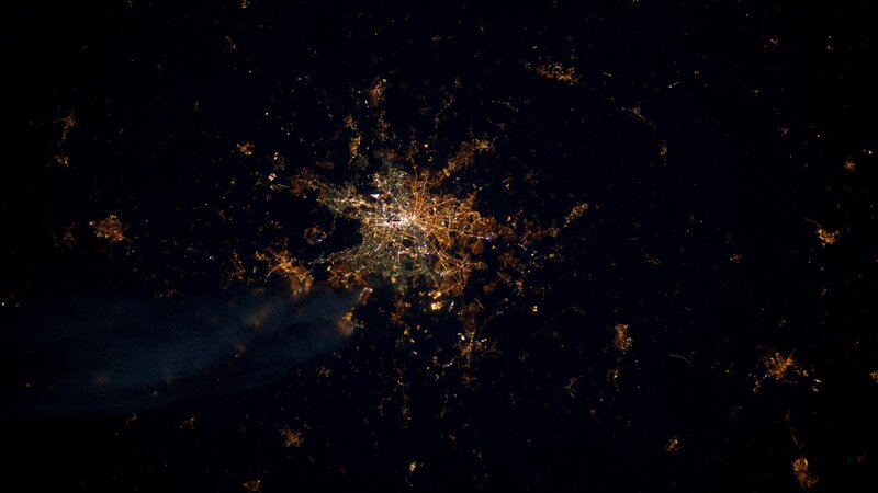 City Lights at Night — Black, Dramatic, Photograph, Darkness