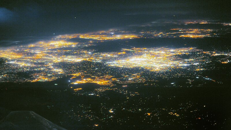 City Lights at Night — Black, Dramatic, Photograph, Night Sky
