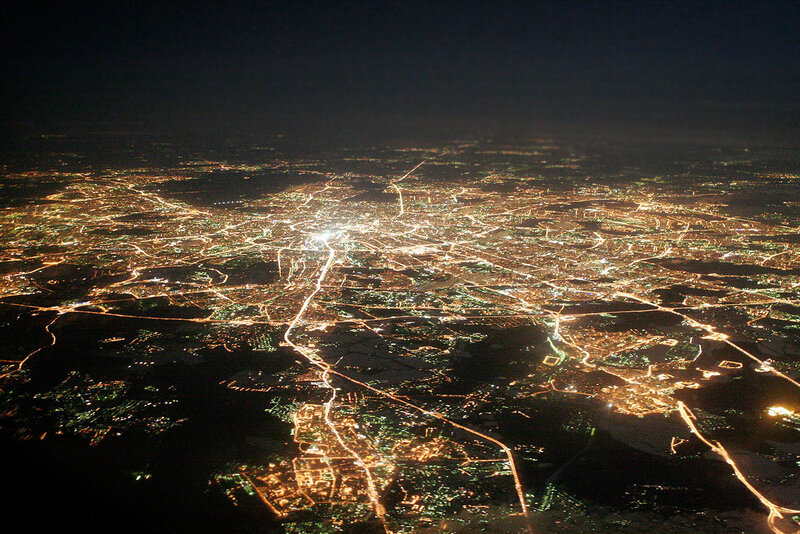 City Lights at Night — Black, Dramatic