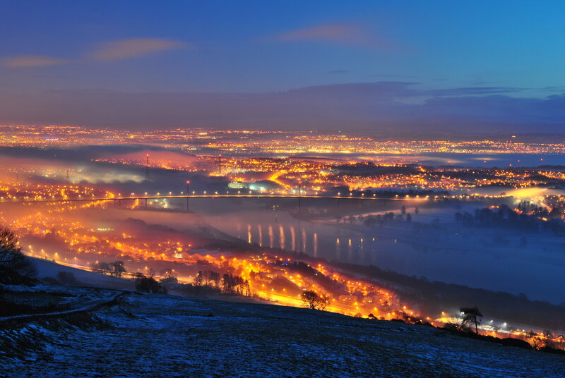 City Lights at Night — Blue, Serene