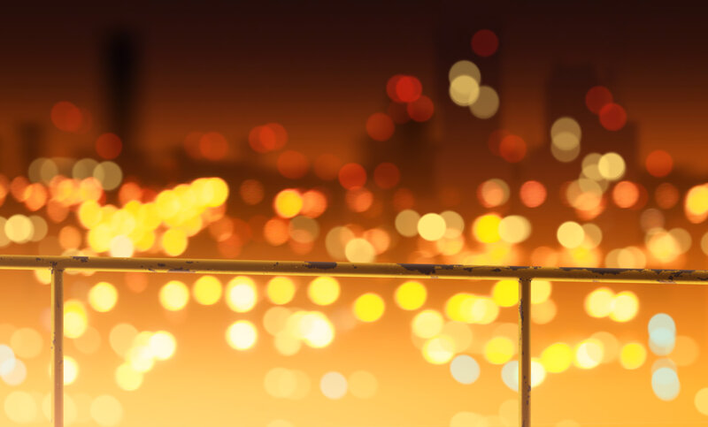 City Lights at Night — Orange, Serene, Digital Art