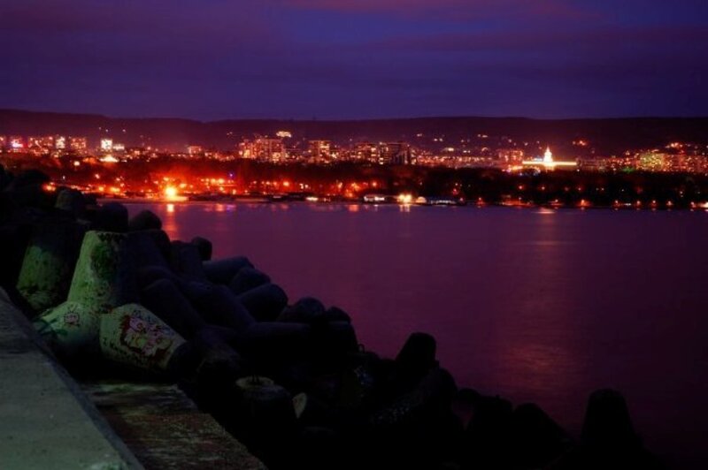 City Lights at Night — Purple